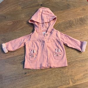 Soft Button Front Lightweight Jacket - Pink Bunnies
